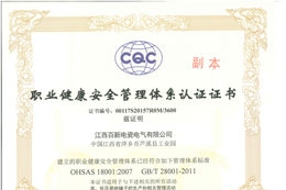 Certificate of occupational health and safety management system